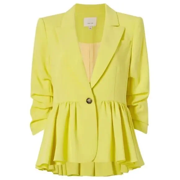 CINQ À SEPT Kourtney Ruffled Blazer Yuzu Size 6 - Picture 4 of 12